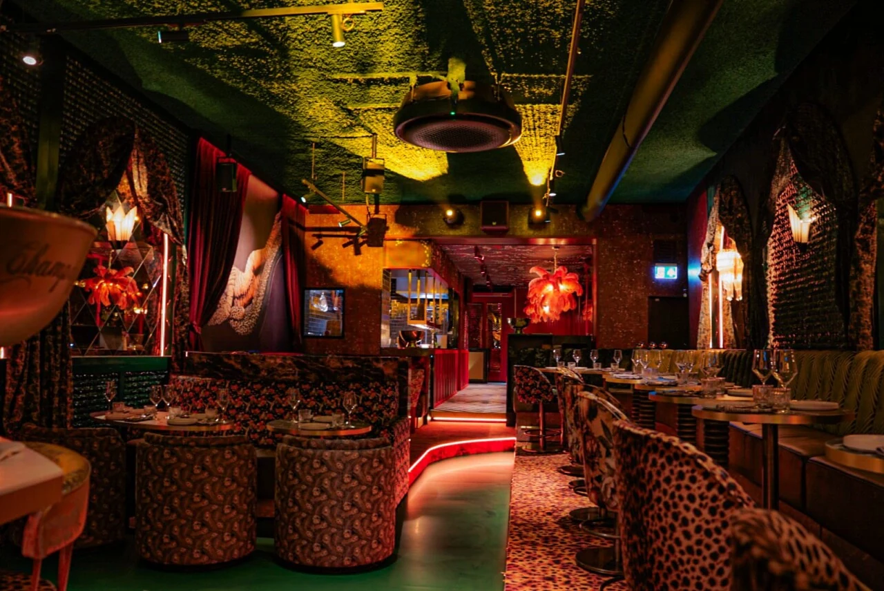 The richly patterned interior of Ntourage
